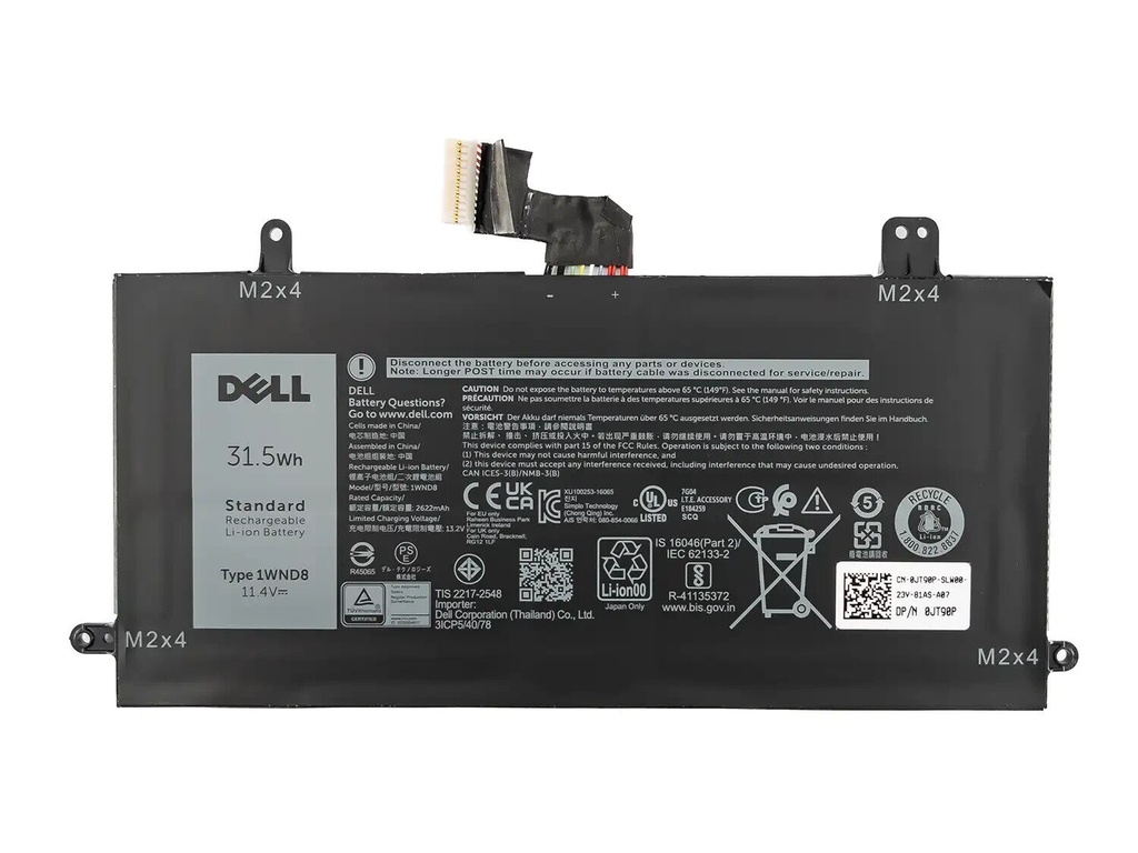 [1WND8] 1WND8 Laptop Battery for Dell Latitude 12 5285 5290 2-in-1 E5285 E5290 T17G Series IWND8 JT90P 5JT8G J0PGR JOPGR 0RDYCT RDYCT JT90P 5JT8G 11.4V 31.5Wh