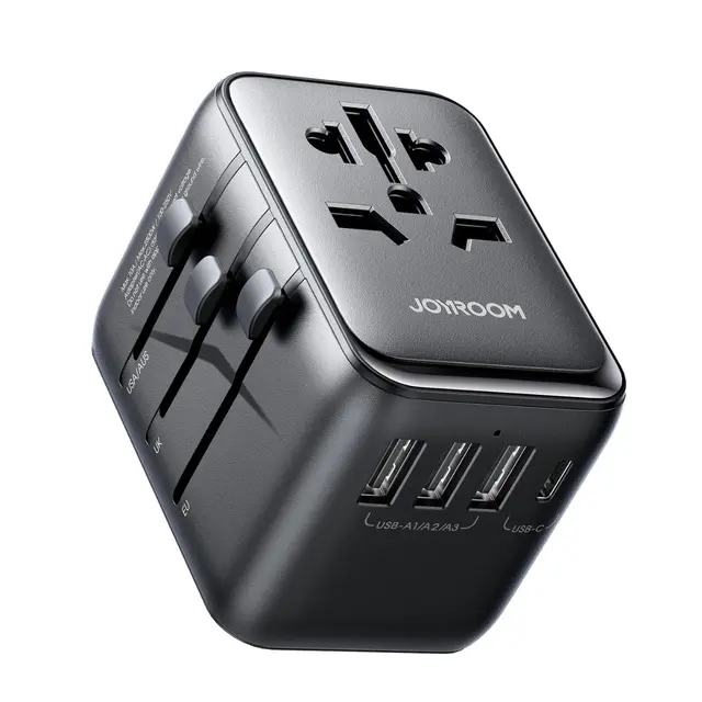 [JR-TCW02] Joyroom Universal Travel Adapter, AC and 5 USB Ports - JR-TCW02, Black, 65 Watt