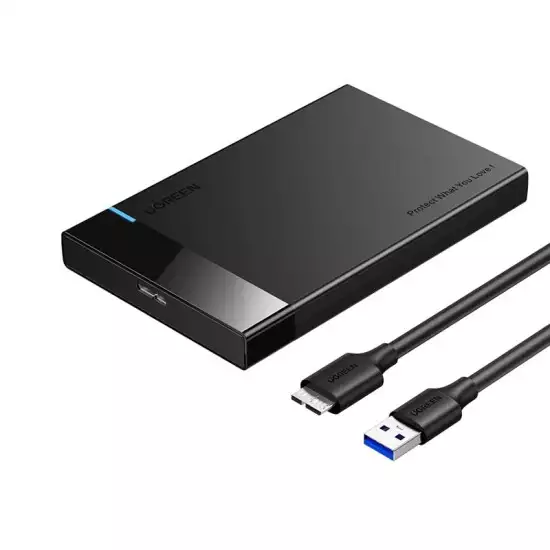 [10797] UGREEN 2.5" Hard Drive Enclosure USB 3.0 to SATA III for 2.5 Inch SSD &amp; HDD 9.5mm 7mm External Hard Drive Enclosure Support Max 6TB with UASP Compatible with WD Seagate Toshiba Samsung Hitachi - Black